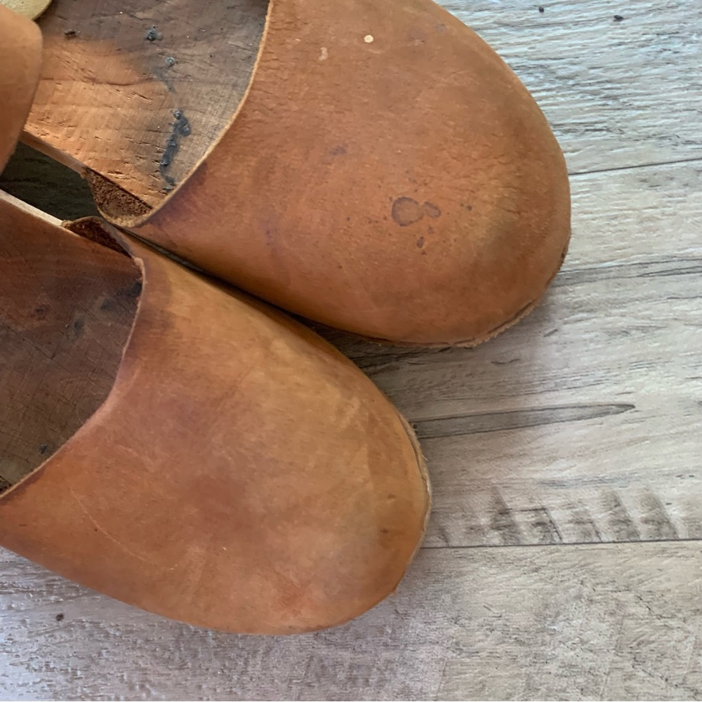Lotta From Stockholm Wooden Block Heel Leather Buckle Clogs Sandals - Picture 3 of 14